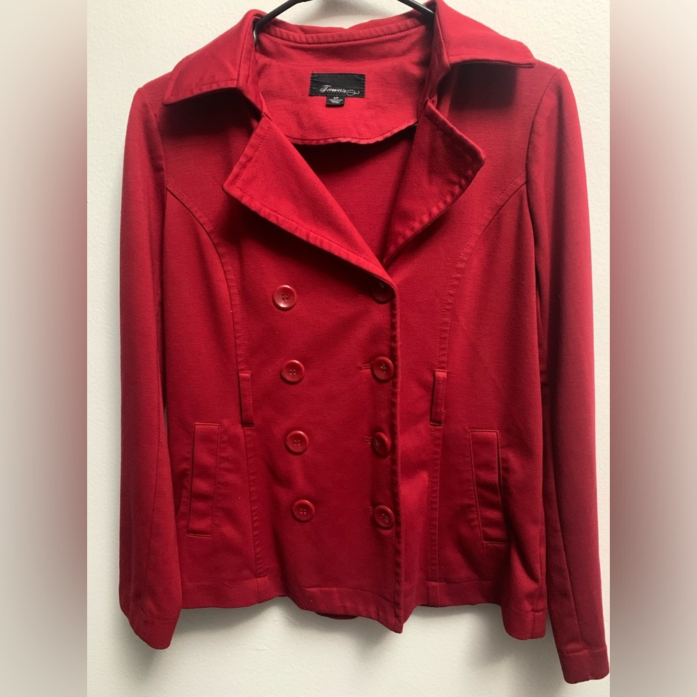 Forever 21 Fire Red Double Breasted Jacket